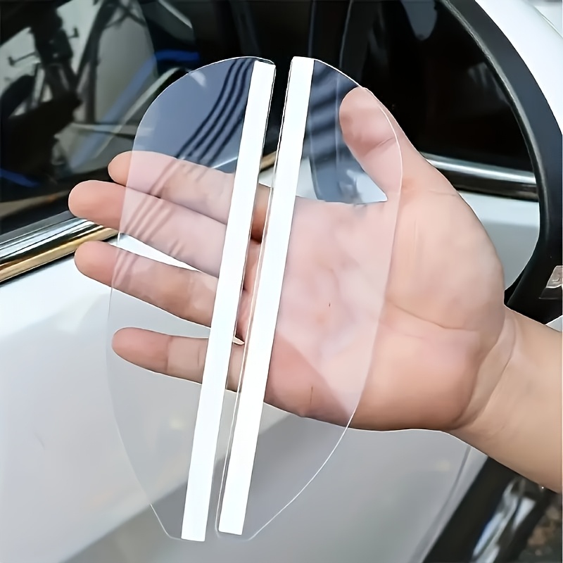 2pcs Set Of Transparent Car Rearview Mirror Visors - Universal Fit, Clear Visibility Waterproof Covers For All Car Models In Rainy Snowy Weather