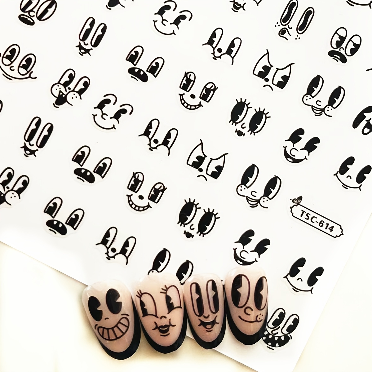 1 Sheet Of Black Cute Cartoon 3d Nail Stickers Nail Stickers