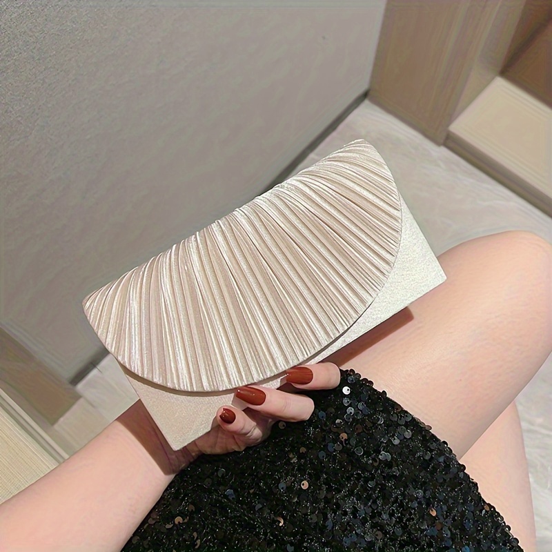 

Elegant Pleated Evening Clutch, Luxury Ruched Banquet Purse, Perfect For Formal Events And Parties