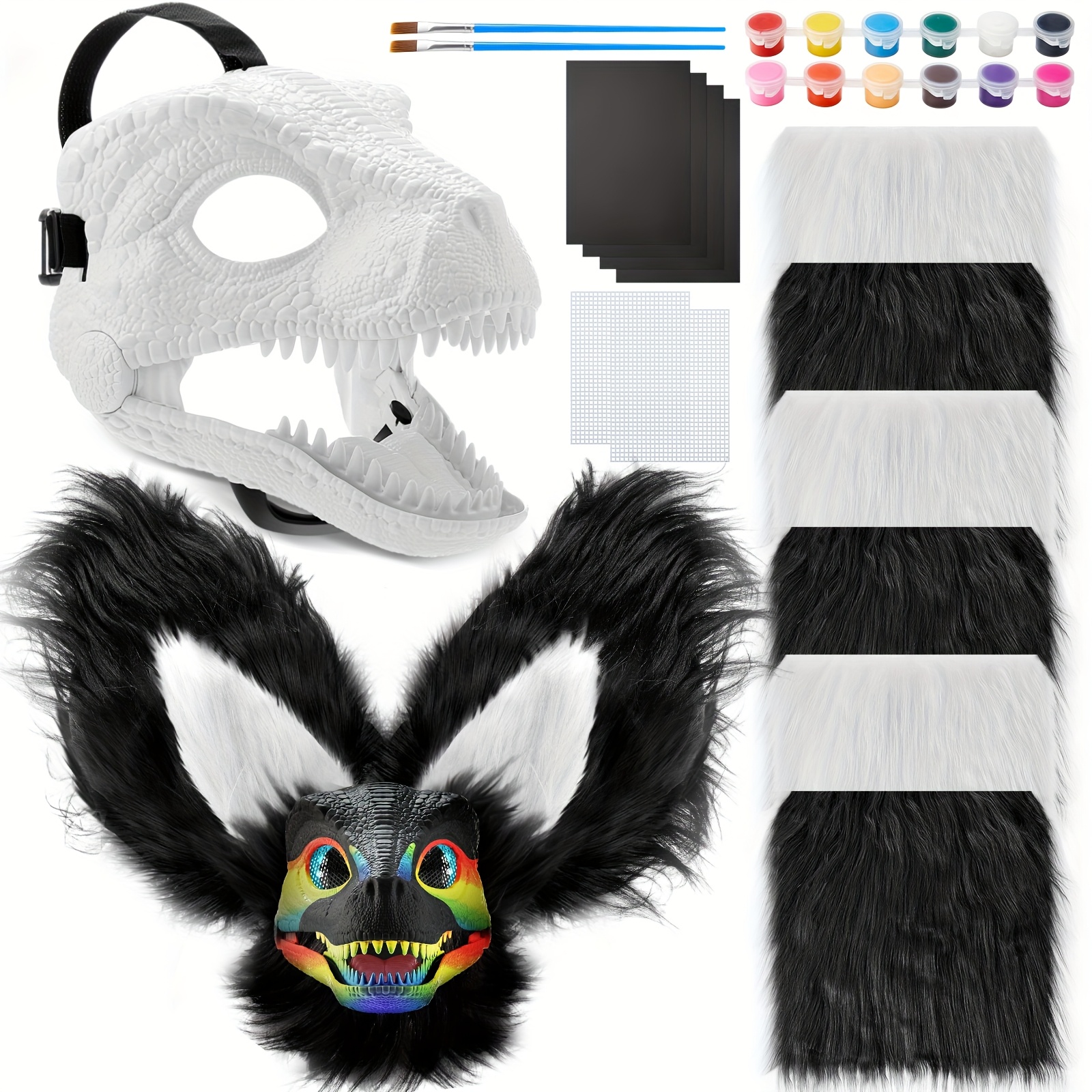 13pcs diy dino mask kit hard plastic dinosaur mask furry therian dino costume kit animal dinosaur party costume