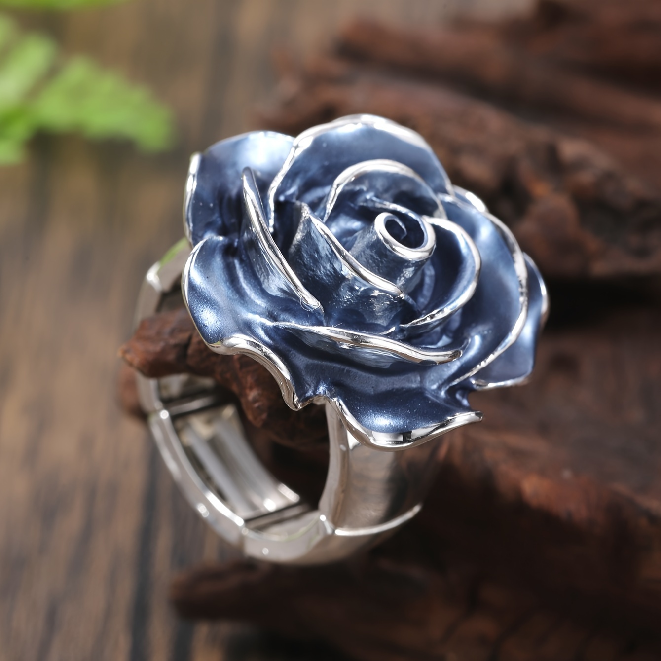 Image of 1pc Women's Fashion Stretch Ring, Alloy, Rose Flower Drip Enamel Bohemian Elastic Ring For Women And, And Accessory, Gift For Anniversary, Valentine's Day, Christmas, Niche Jewelry