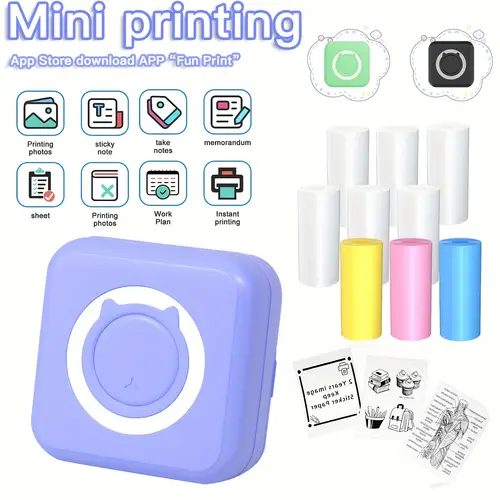 micro printer standard or pocket sized with 9 rolls inkless mobile thermal printer for scrapbooking planners diy crafts gift wrapping and office document organization portable thermal printer