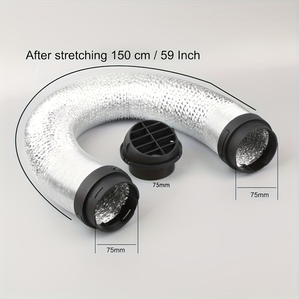 TEMU 59-inch Heater Exhaust Hose Extension With Airflow Vented Tip And Connectors - Suitable For Eberspacher D4/d5, , 5kw/8kw - For Vehicles (rv,
