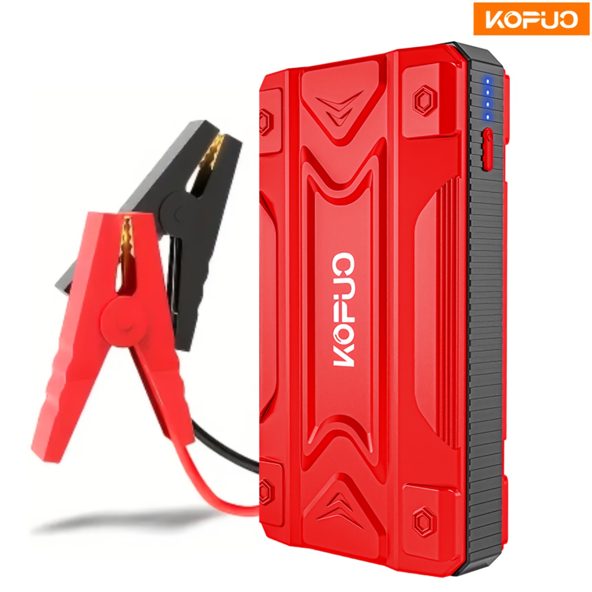 item picture KOPUO Portable 3000A Car Battery Jump Starter: Essential for Camping Trips/Long-Distance Road Trips/Vehicle Breakdowns, Supports 5.0L Gas/4L Diesel, with Safe Jumper Cables+Fast Charge+LED Light/SOS