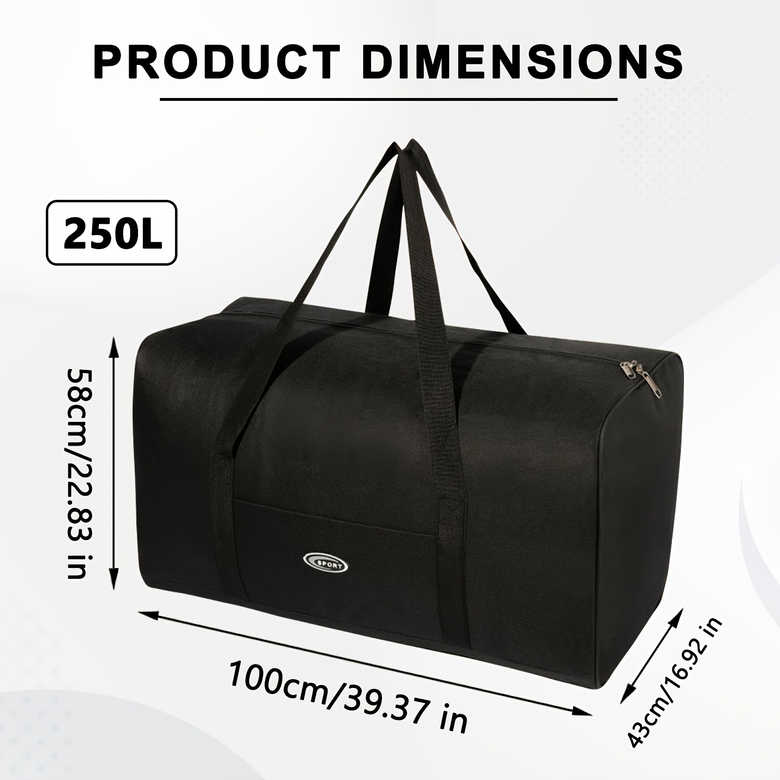 Large Capacity Hand Travel Bag, Sizes , Durable Foldable Fabric With Multiple Compartments For Weekend, Gym, And Short Trips Unisex