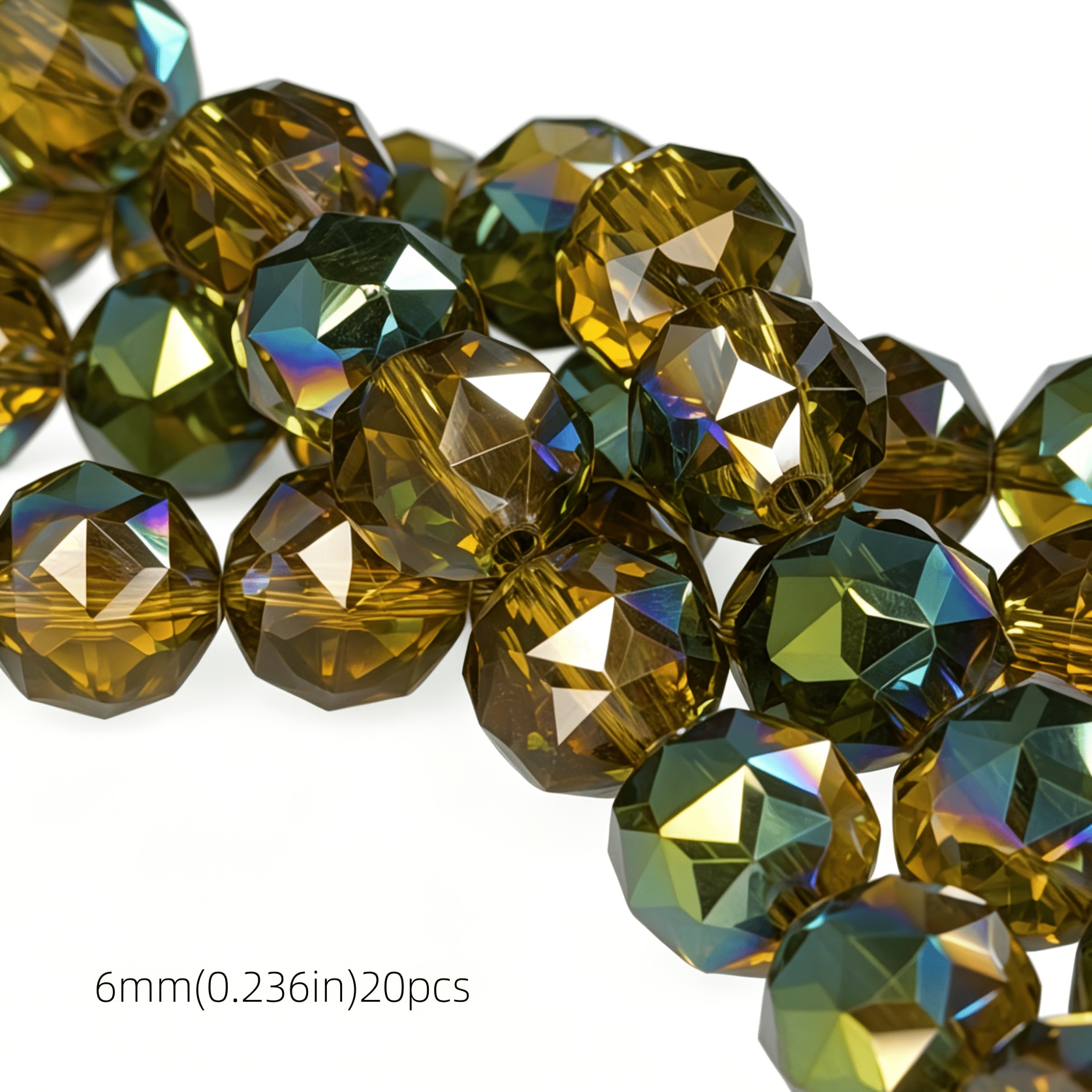 TEMU High-quality Decorative Beads Green Ab /6/8m Multi- Round Ball Beads 20/13/12pcs A Set Of High-quality Crystal Glass Beads Suitable For
