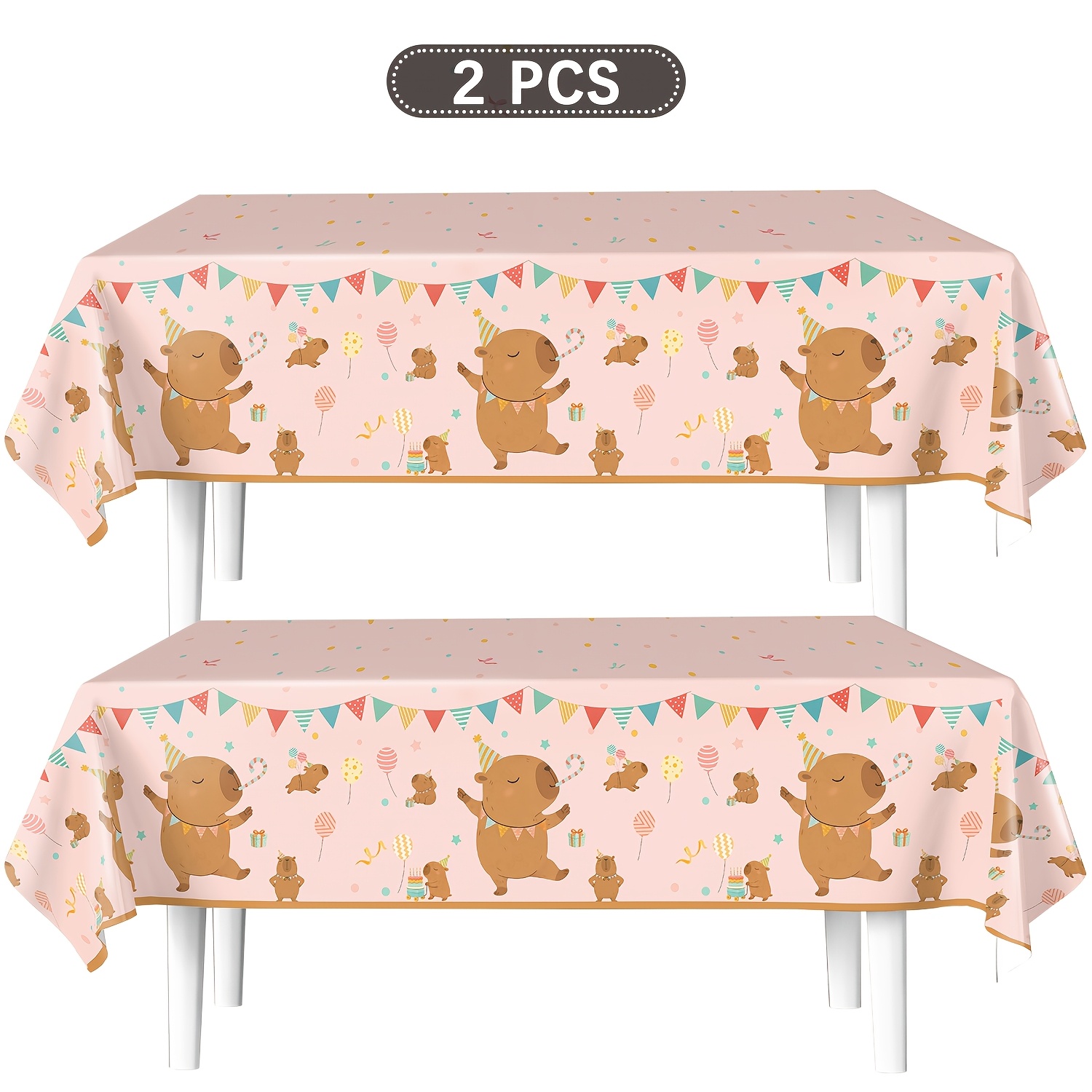 TEMU 2pcs Capybara Party Decorations, Birthday Party Tablecloths, Birthday Party Decorations, Animal Baby Shower Party Supplies, Suitable For Home,