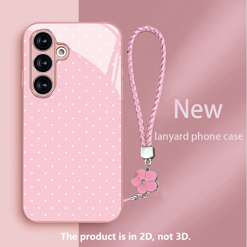 TEMU Phone Case: Minimalist, Stylish, And Aesthetically Patterned Tempered Glass Phone Case With Lanyard. Suitable For Galaxy