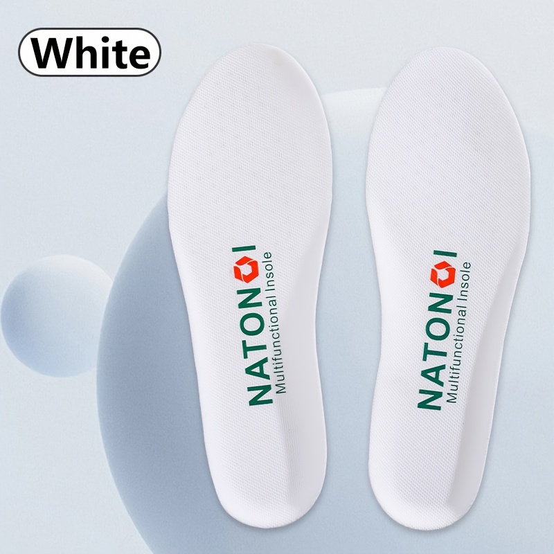 Image of Thickened White Pu Sports Insoles, Cloud-like Soft Cushion, Sweat Absorbent & Breathable, Elastic Shock Absorption For Men Women Long Standing