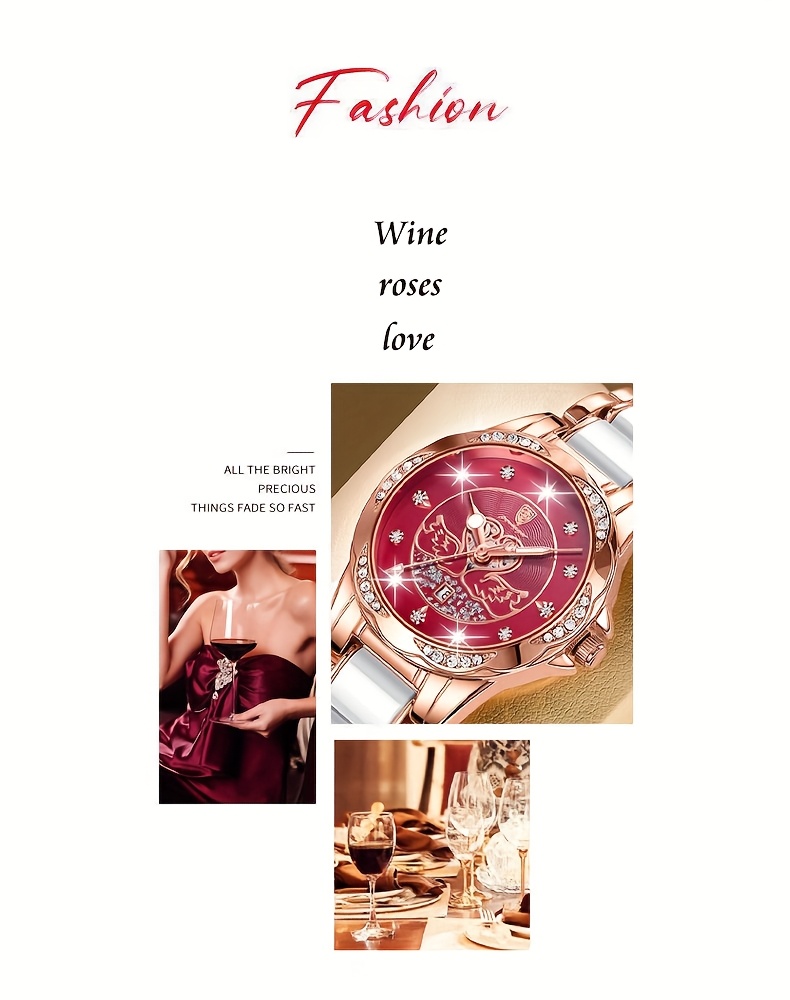 elegant womens quartz watch stainless   calendar feature fashionable design with pink and white accents casual wristwatch elegant   precise   alloy case watch details 1