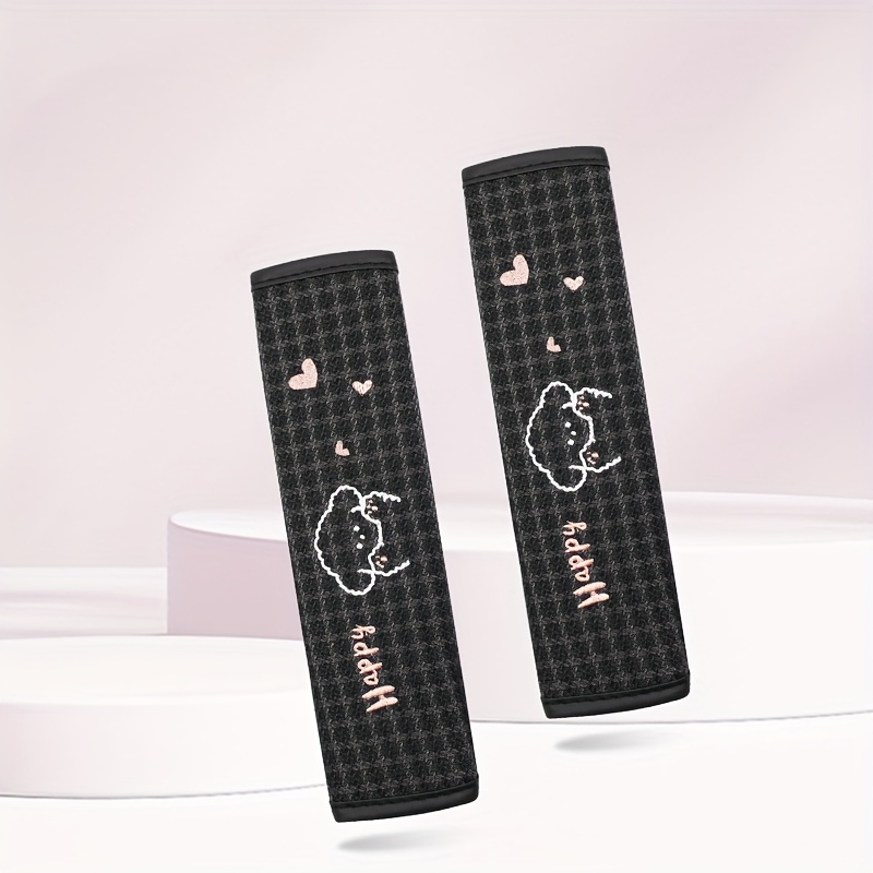 TEMU 귀여운 자동차 벨트 어깨 패드 한 쌍, 사계절용, 가을, 겨울에 적합