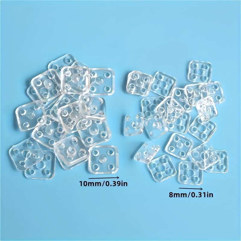 

15pcs Boutons Pression Carrés Transparents de 8mm/10mm - Attaches Invisibles pour Vêtements DIY, Chemises & Tenue de Bureau