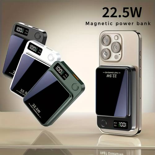 power bank mini magnetic wireless charging mobile power 5000mah portable battery pack with usb c input and output suitable for iphone 15 16 samsung and other devices portable charger