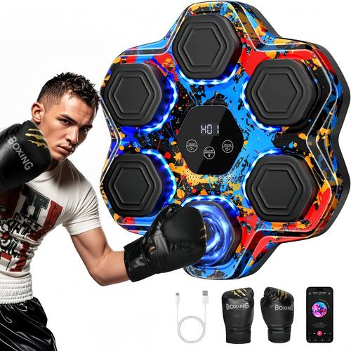 wall mounted music boxing machine with free gloves training system led electronic punch 9 suitable for home gym fitness equipment for family entertainment training device