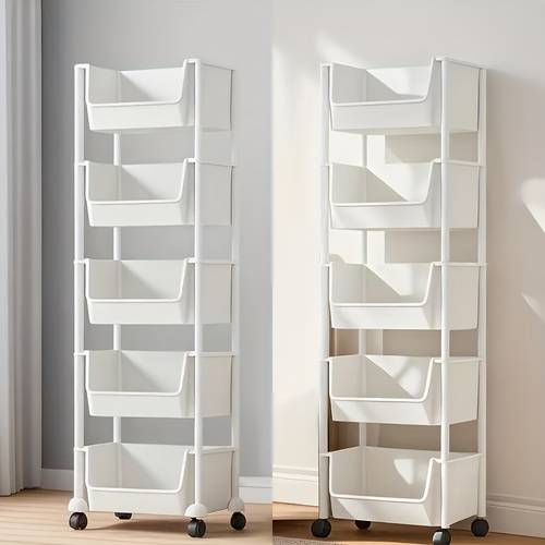 5 layer small cart storage rack bedroom storage rack household kitchen movable storage rack multi layer organizing rack standing shelf