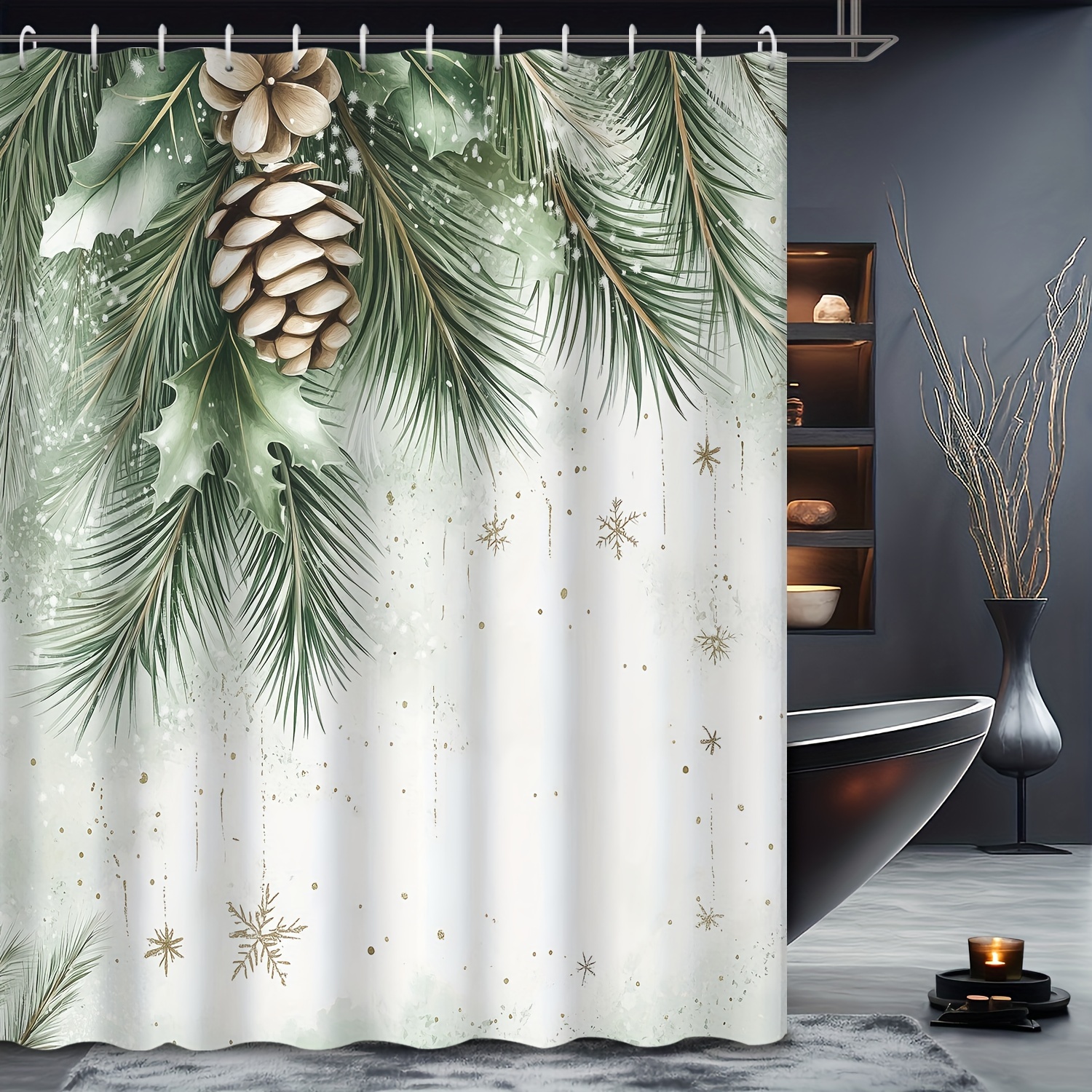 

Christmas And Pattern Bath Curtain, - Polyester Bathroom Decor , Top, , Decor, 1pc