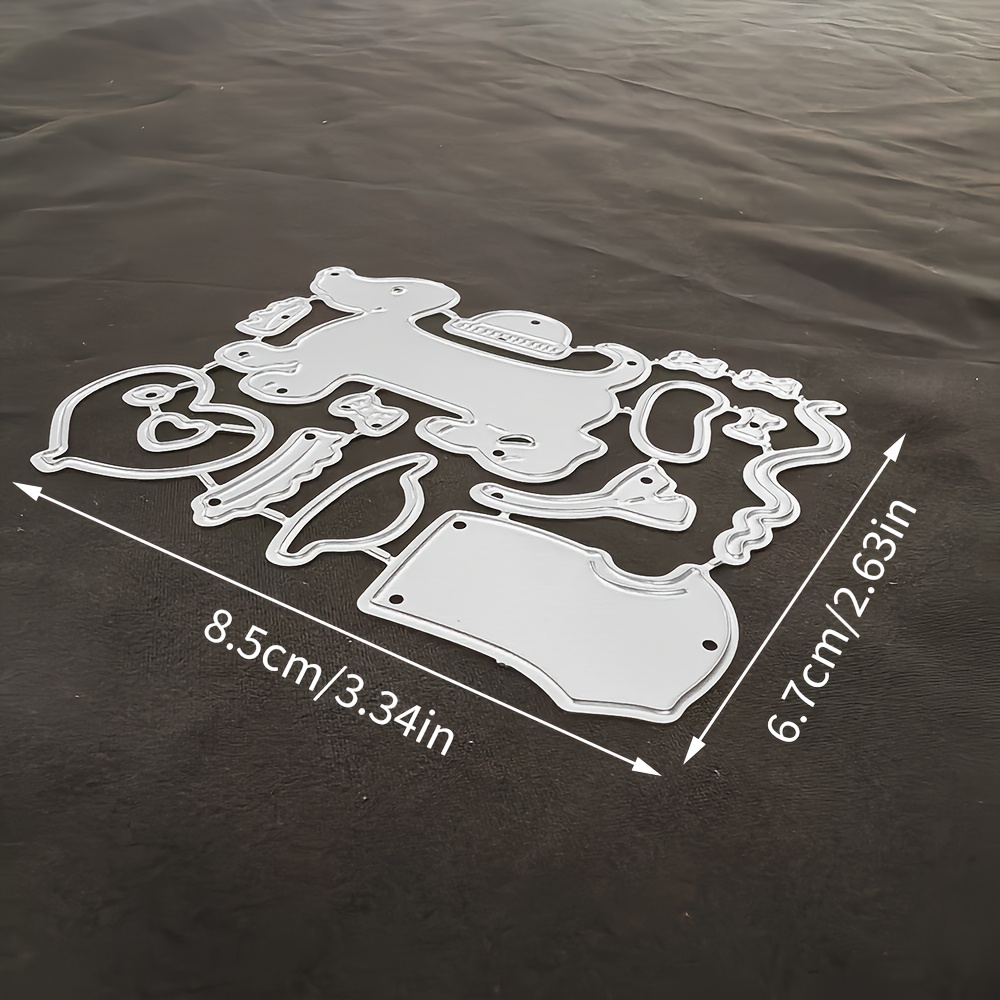Image of 1pc Metal Cutting Die Featuring A Pair Of Dachshunds, In Silver-gray, Designed For Fantasy-themed Projects, Including Scrapbooking, Embossing, And Handmade Greeting And Gift Cards