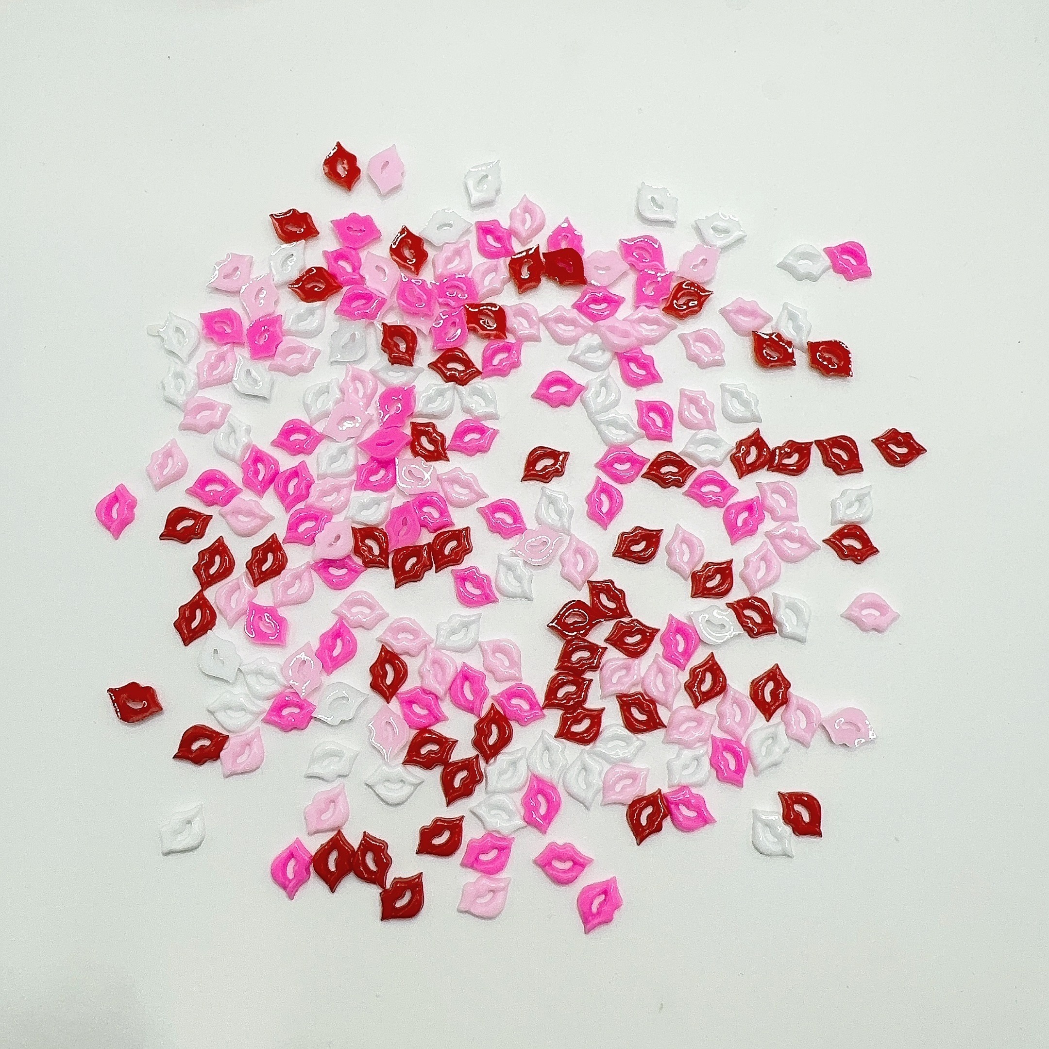 Image of 200pcs Cute Mini Lip Nail Charms - 5.5-8.5mm Kawaii Resin Nail Art Decorations With Glossy Finish, Diy Manicure Accessories For Women & S, Nail Charms And Accessories, Charm Accents