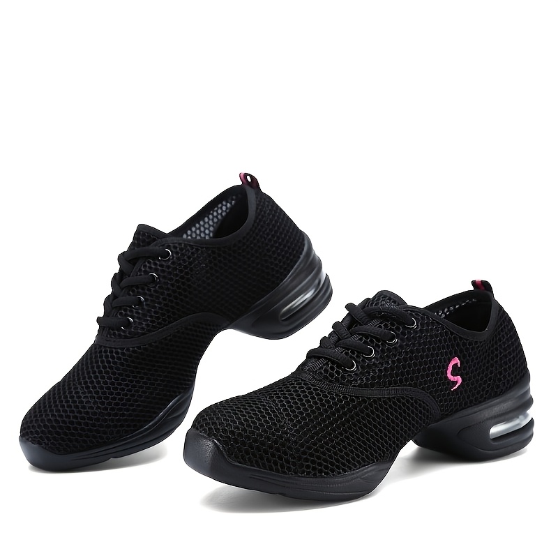 TEMU Ladies' Lightweight Dance Shoes, Breathable Soft-soled , Stylish Non-slip Dance Shoes With Air Cushioning And Wear-resistant Soles, Korean Style