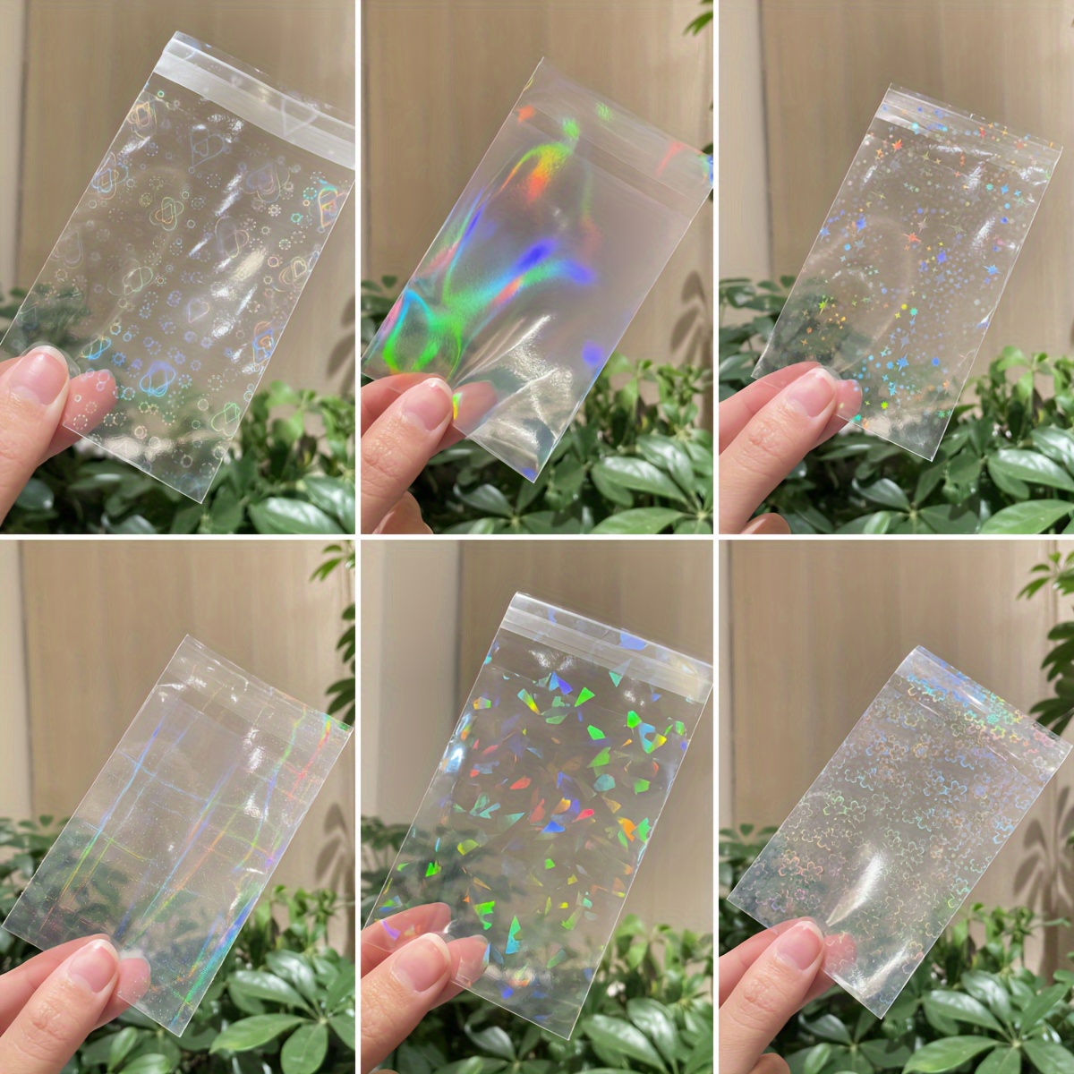 50 Transparent Laser Jewelry Pouches, Glitter Storage Bags