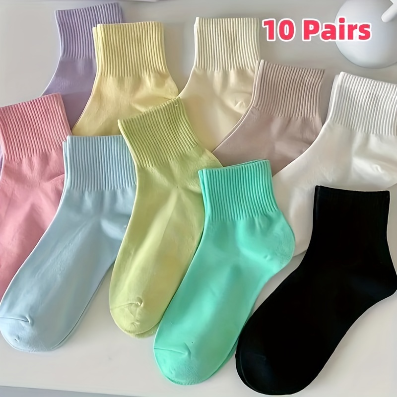 

10pcs Women' Cartoon Tool Pattern Mid-calf Socks - Comfortable, Stretchy Polyester , Machine Washable