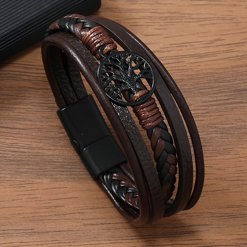 E-shop Unendlichkeitssymbol Figur 8 Element Herren Armband aus Legierung mit Magnetverschluss, mehrschichtiges geflochtenes Armreif-Armband
