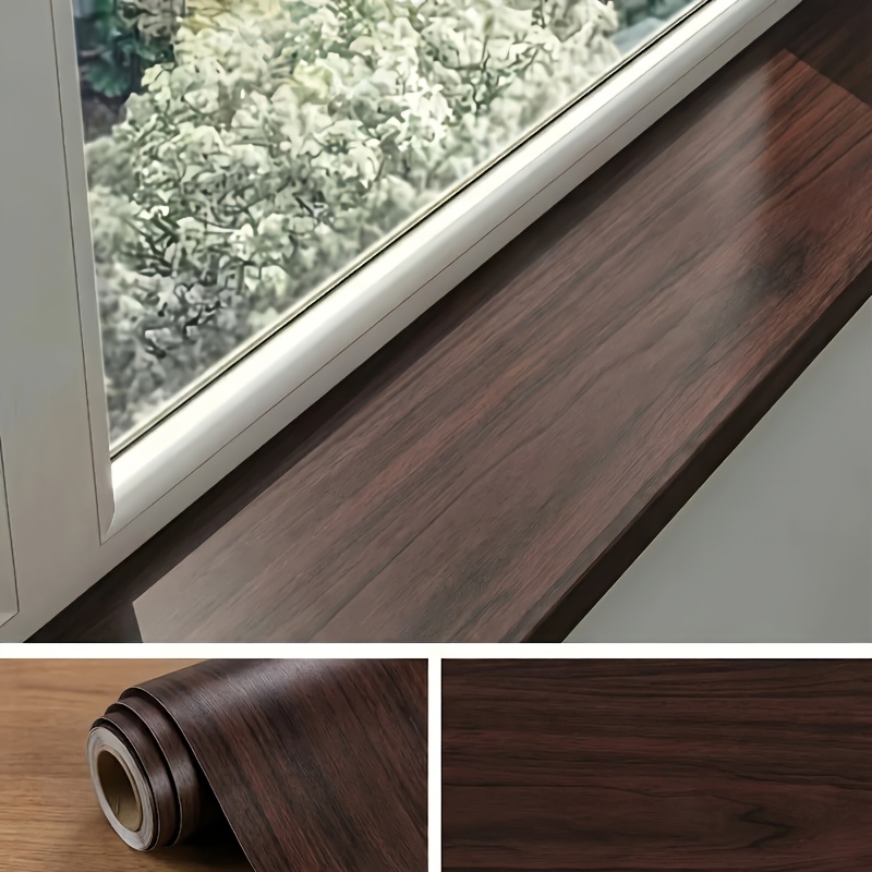 1 Roll Luxury Retro Wood Grain Window Sill Sticker | Vinyl Waterproof Self-adhesive Trim For Bay Window And Balcony Renovation, Easy To Apply, Multiple Colors