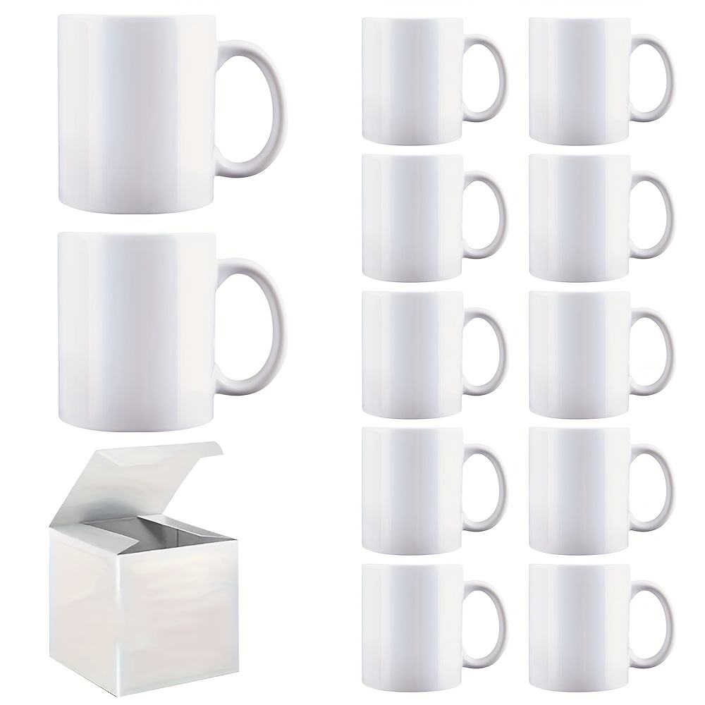 TEMU 12 Pack A Case Sublimation Mugs Sublimation Blanks Cups With Handle Individual Box Warehouse And 2-4 Working Days Delivery Portability Domestic