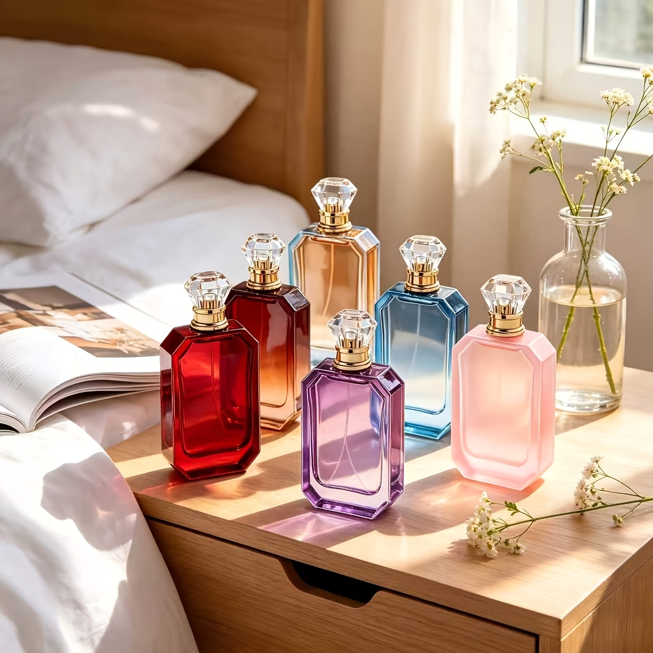 Six Different Styles Of Women's Perfumes, Sweet And Delicious, with Long-lasting Fragrance. These Perfumes Have A Pleasant Aroma And Are Ideal Luxurious Perfumes for Daily Dates And As Gifts On Special Occasions.