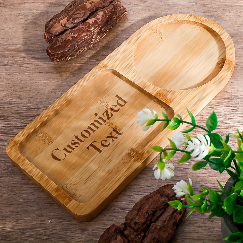 TEMU Plateau à thé personnalisé gravé au laser, parfait pour les assiettes de petit-déjeuner japonais, les desserts et les collations de café, le