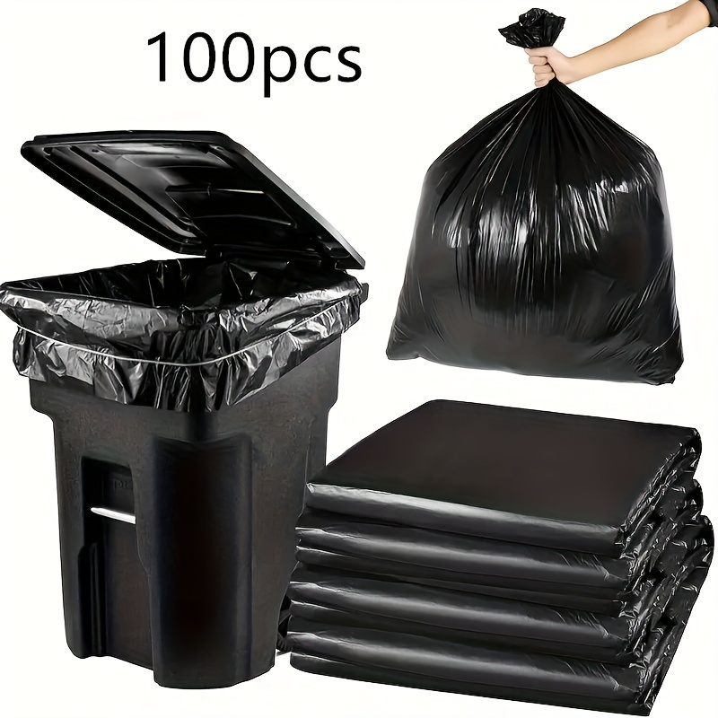 TEMU 50pcs/100pcs Commercial Black Garbage Bags - Extra Thick, Suitable For All Kinds Of Trash Cans