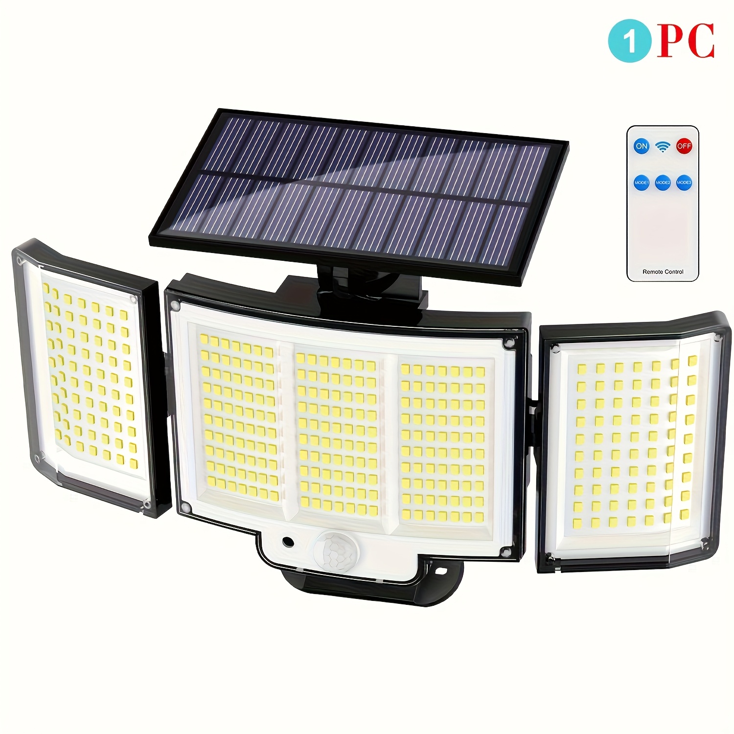 Image of A 348-led Solar-powered Outdoor Wall Light With Remote Control, Featuring 3 Lighting . A Solar Light With Sensor, Rating, And 270-degree Wide-angle . Suitable For Outdoor Gardens, Fence Gates, Garages