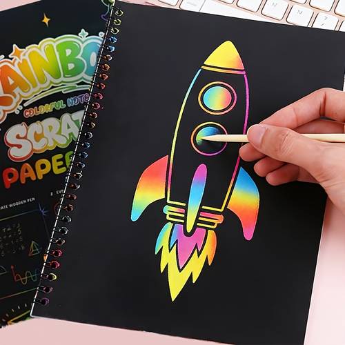 sc tch art book for sc tch off d wing pad with sc tch sticks art c ft kit for boys girls diy creative sc tch paper book for preschool kindergarten art activity t vel friendly sc tch art set for birthday
