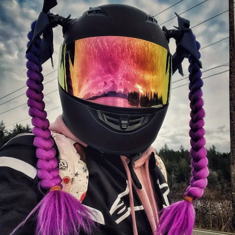 bike helmet for box braids Pigtails Soft Dreadlocks Use shampoo (Profix Olive Oil shampoo for braids) and brush carefully Biker Braids / Motorcycle Helmet