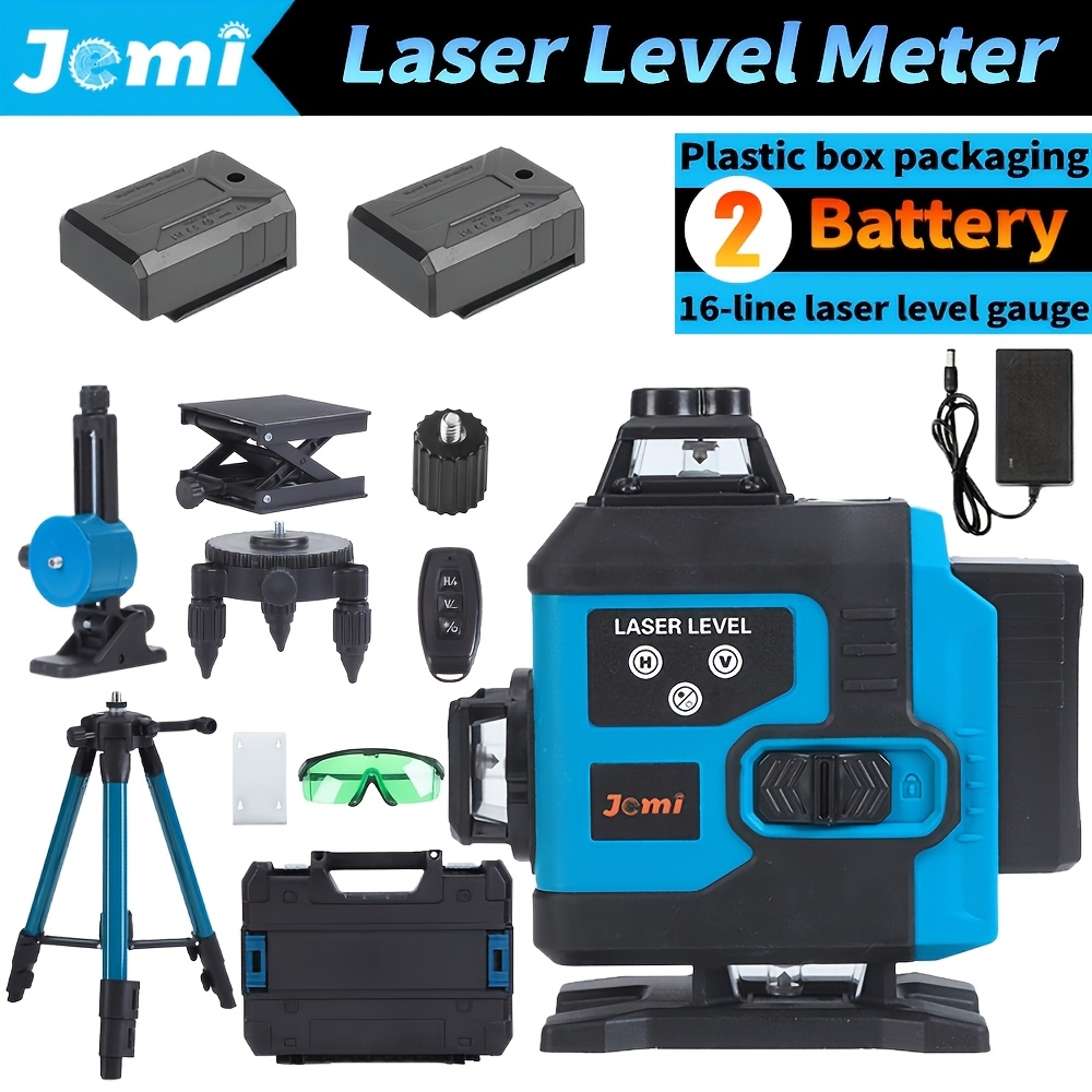 TEMU Niveau Laser Vert 4D 8/16 Jemi Tool, Niveau Laser Auto-nivelant à , Opération à Distance, Ensemble Complet d'Accessoires dans une Boîte en