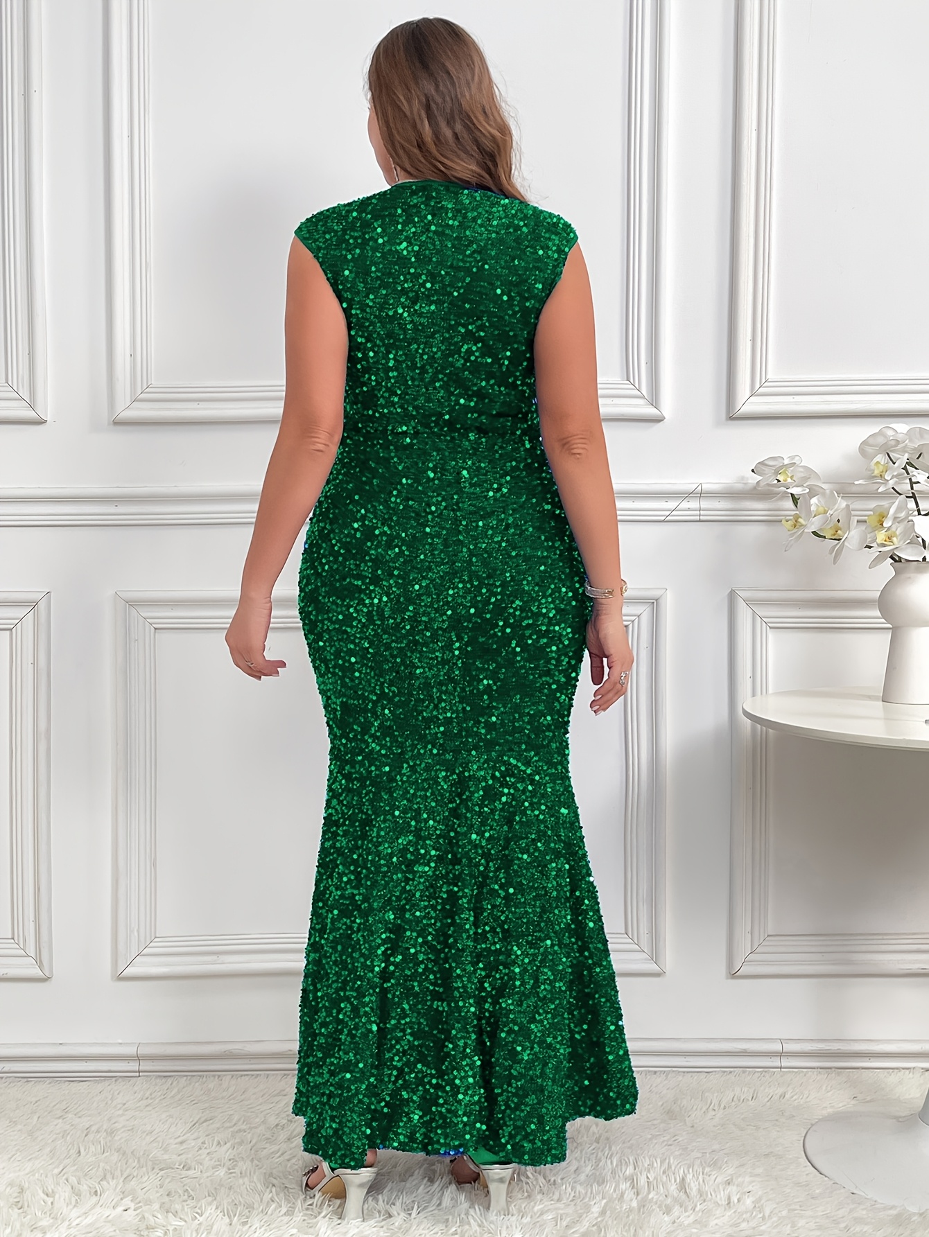 Evening Dress MUXXN Women's 1930s Style Elegant Mermaid Evening Gown -  Sleeveless, Formal Floor-Length Dress, Green, X-Large Sleeveless Satin Prom  Dress