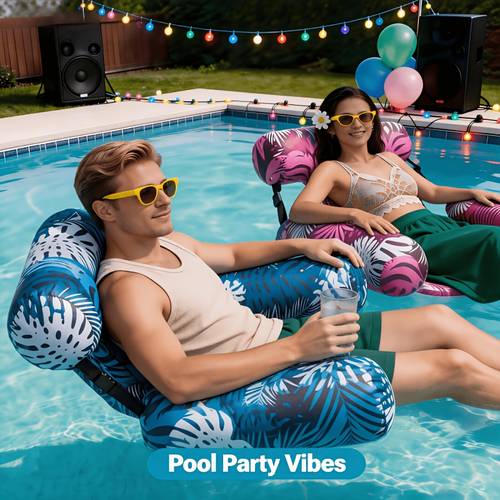 summer must have luxury pool lounger inflatable pool chair water hammock uk pool party ambiance premium inflatable pool lounger designed for summer relaxation luxurious pool float with headrest