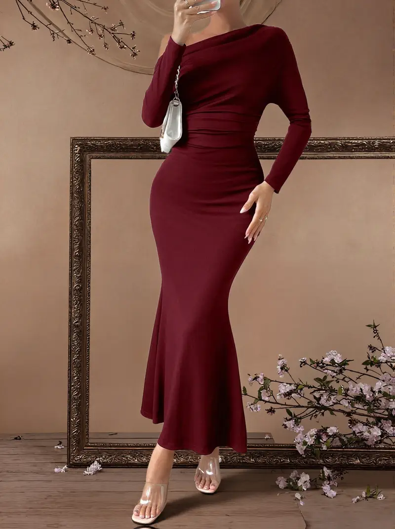 red long sleeve fishtail dress Trumpet Mermaid Red Lace Long Sleeve Formal Evening Dresses