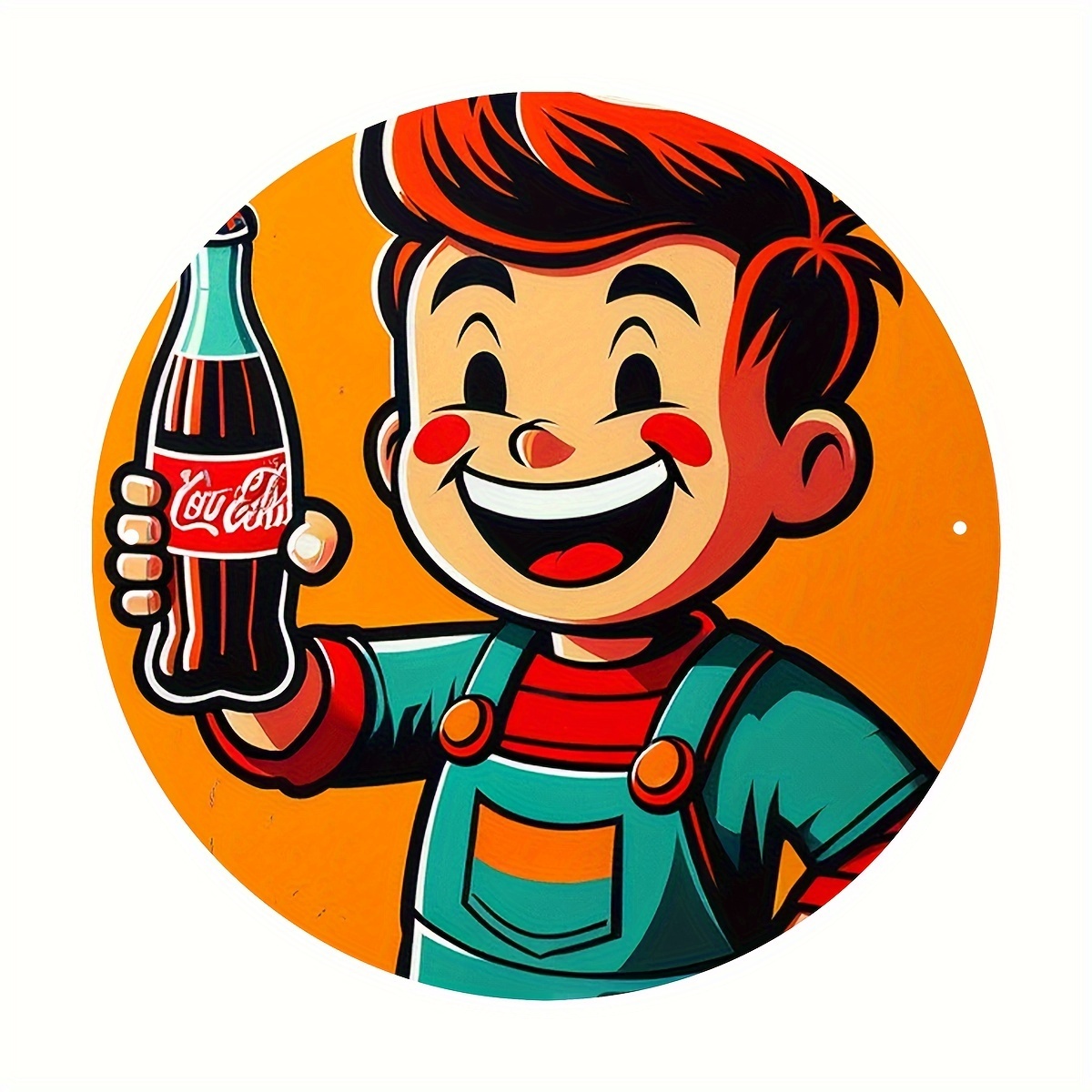 

Cola Boy Cartoon Aluminum Sign - 8x8 Inch Hd Print, Perfect For Porch, Living Room, Club & Store Decor - Easy To Hang