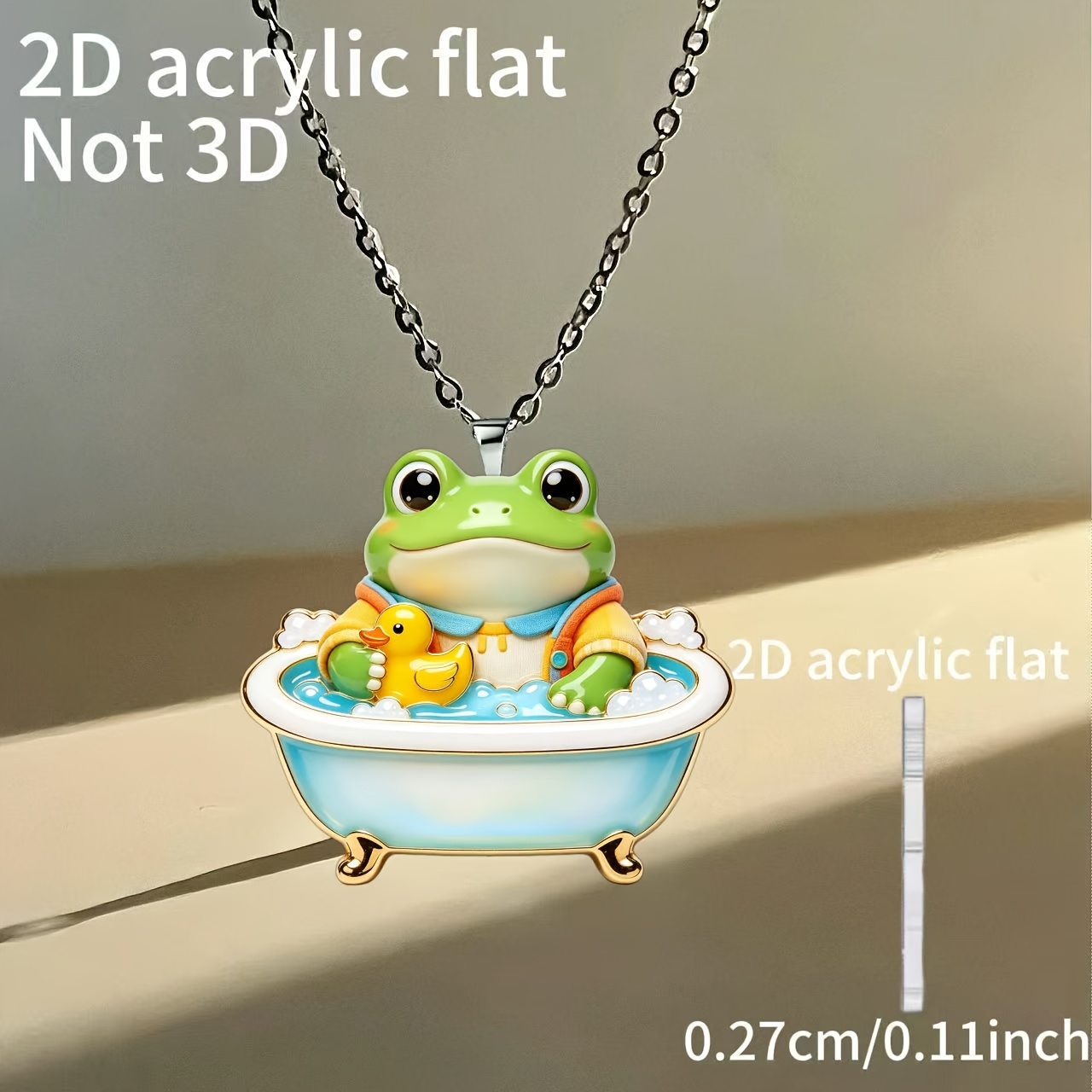 Women's Cute Frog Acrylic Pendant Necklace, Fun Gift