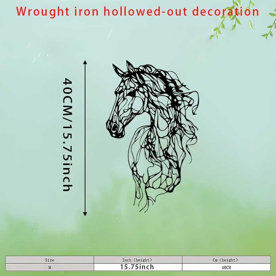 TEMU [new Hot Items] Room Decoration - 1 Large Abstract Metal Horse Wall Art - Modern Wrought Iron Outdoor/indoor Decoration - Weatherproof Wildlife