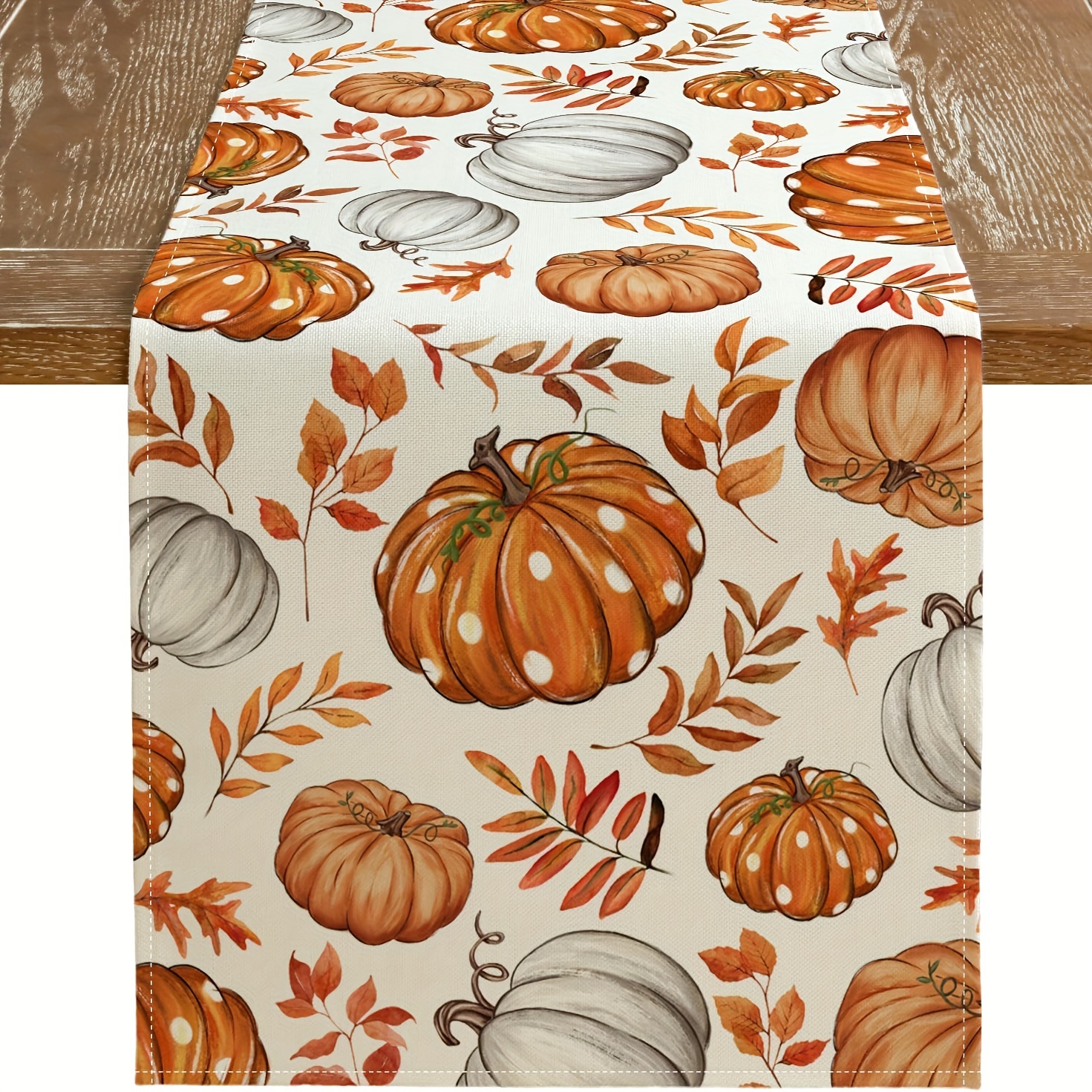 

1pc Rustic Autumn Pumpkin Table Runner - Orange, Farmhouse Style, Polyester, Perfect For Indoor/outdoor Dining & Parties, Rectangular Table Decor For Thanksgiving