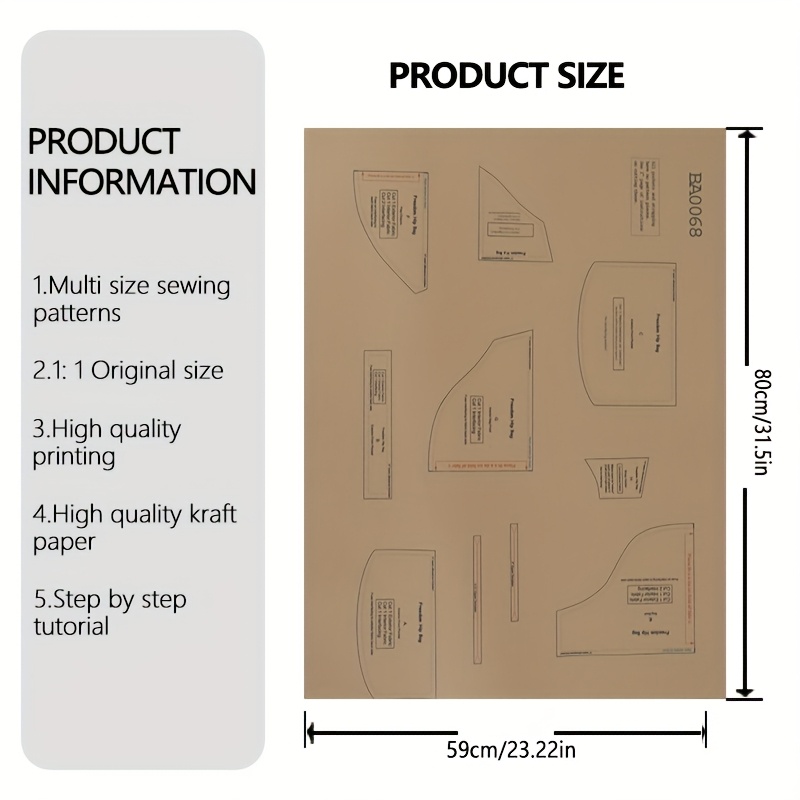 TEMU Hip Bag Sewing Patterns, 1:1 Scale Women' Sewing Patterns, Stylish Bag Prototype Patterns, Perfect Sewing Templates For Handmade Bag Crafting –