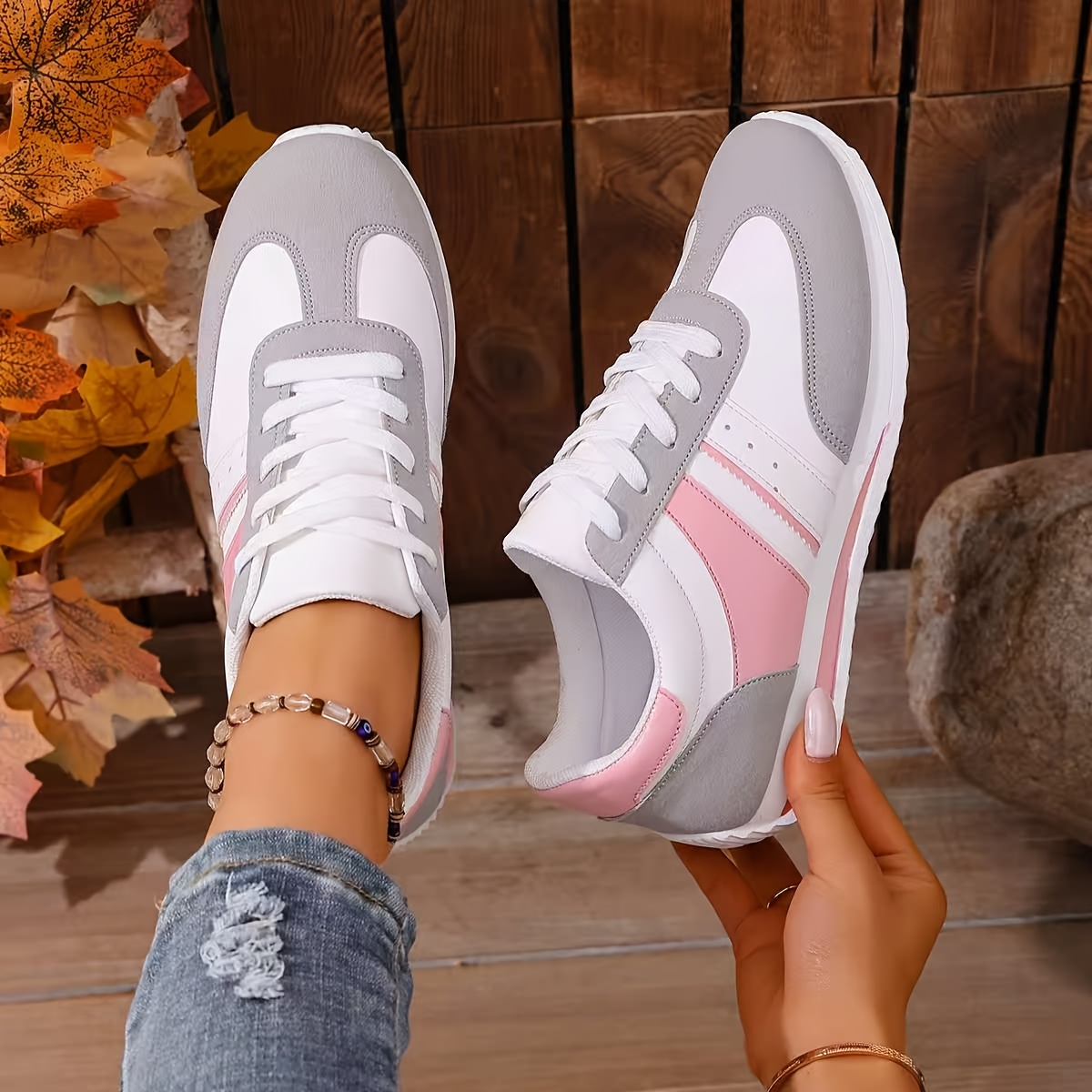 E-shop 2025 Damen Klassische Modische Bequeme Slip-On Outdoor Freizeit College Style Sport Argan Schuhe (Eine Größe kleiner), Dameschuhe, Sneaker
