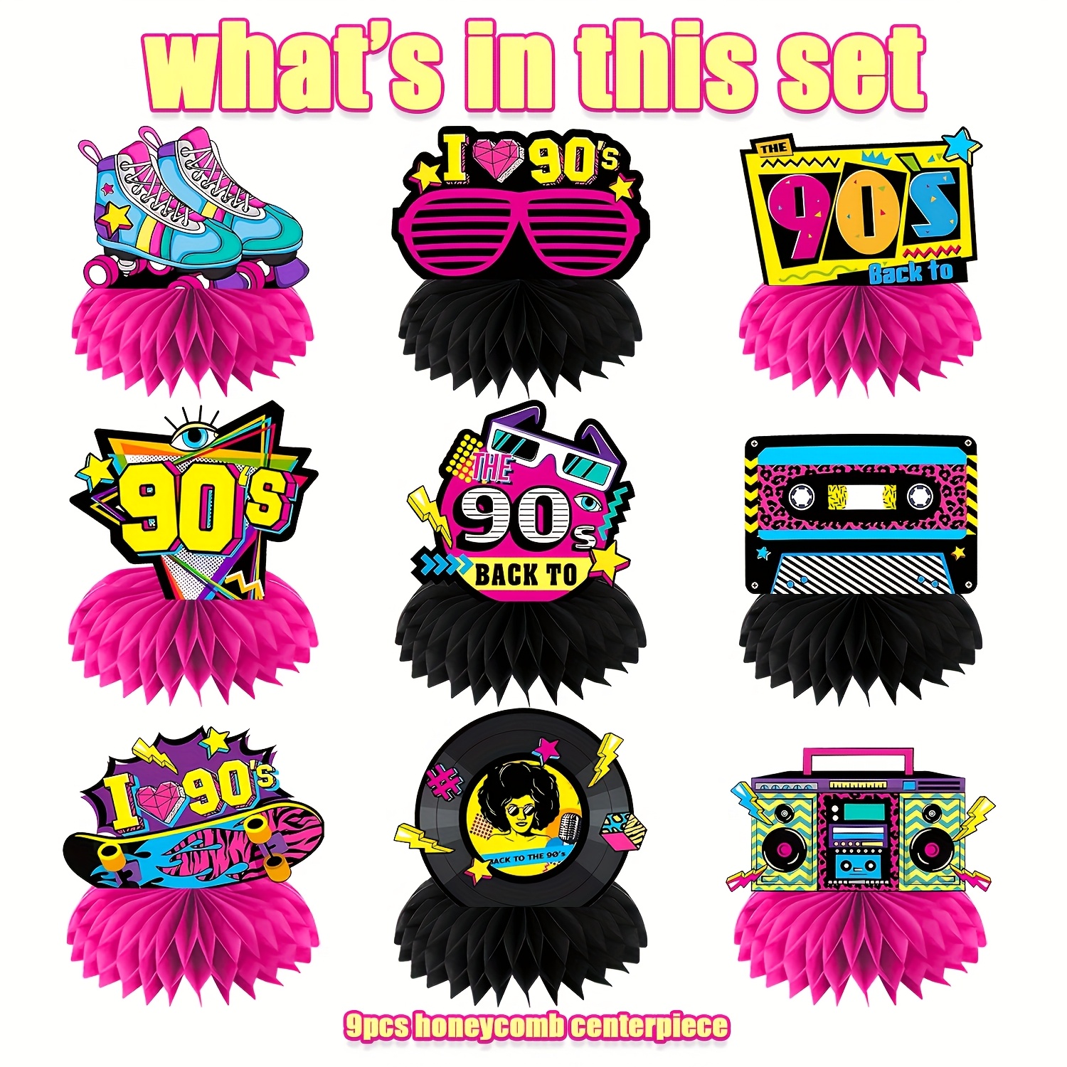 9 teiliges set partytische retro 90er