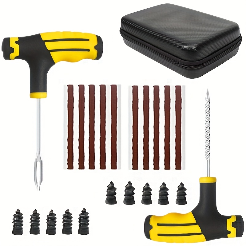 a   tire repair set for vehicles   a reliable puncture plug tool made of sturdy   plugs and   for fast and   tire sealing essential for   car owner
