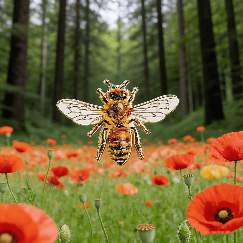 realistic bee metal enamel brooch simulated insect badge   accessory