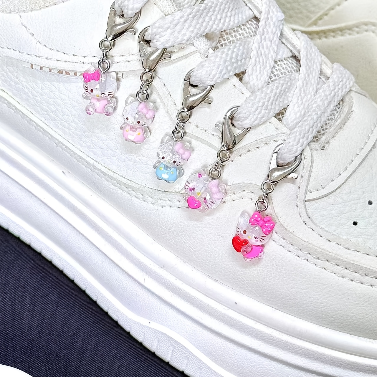 Image of 5pcs Hello Kitty Shoe Charms, Cat Sneakers Boot Charms, Shoelace Decorations For Parties, Holiday Costumes, And Festive Gifts