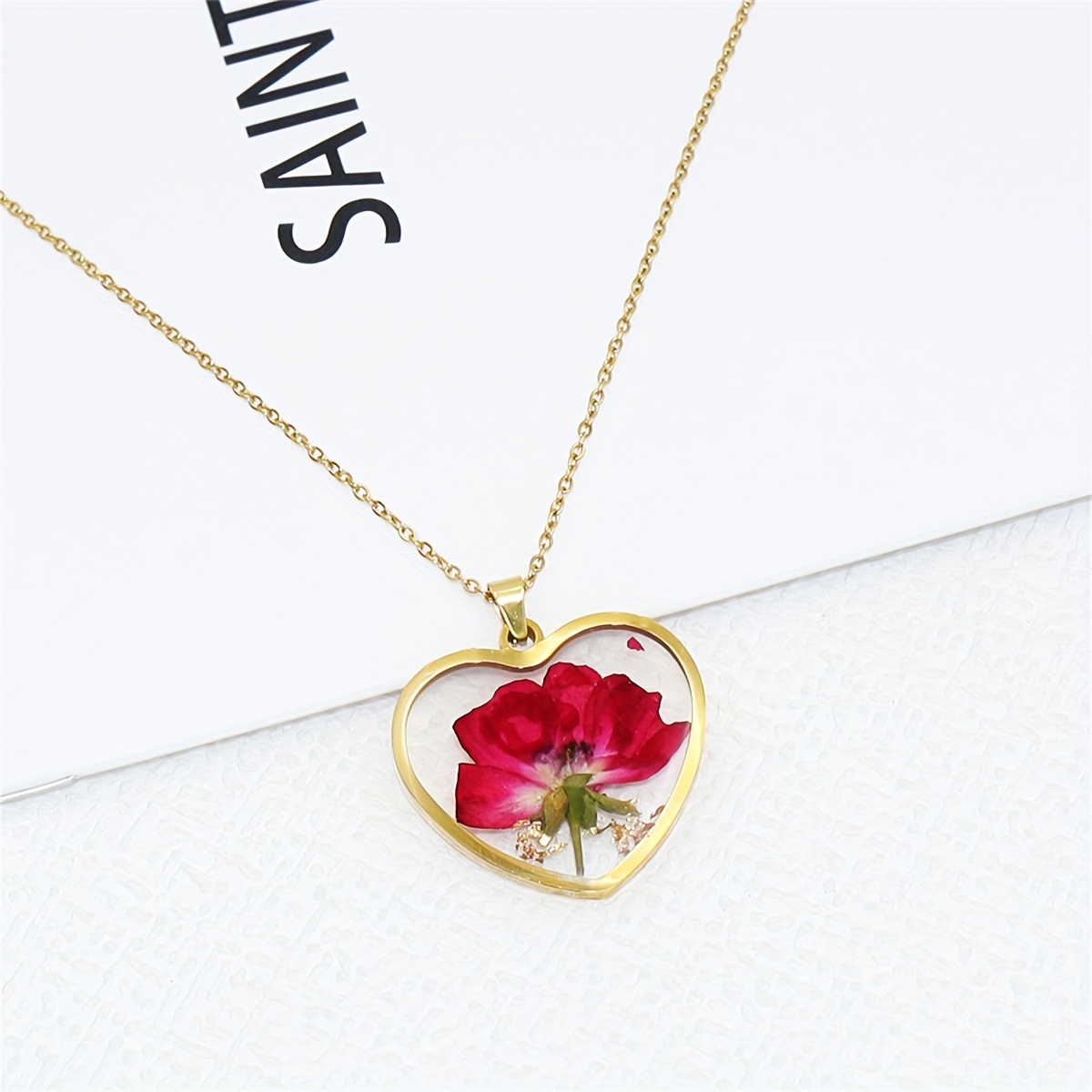 Gladiolus Heart Pendant Necklace