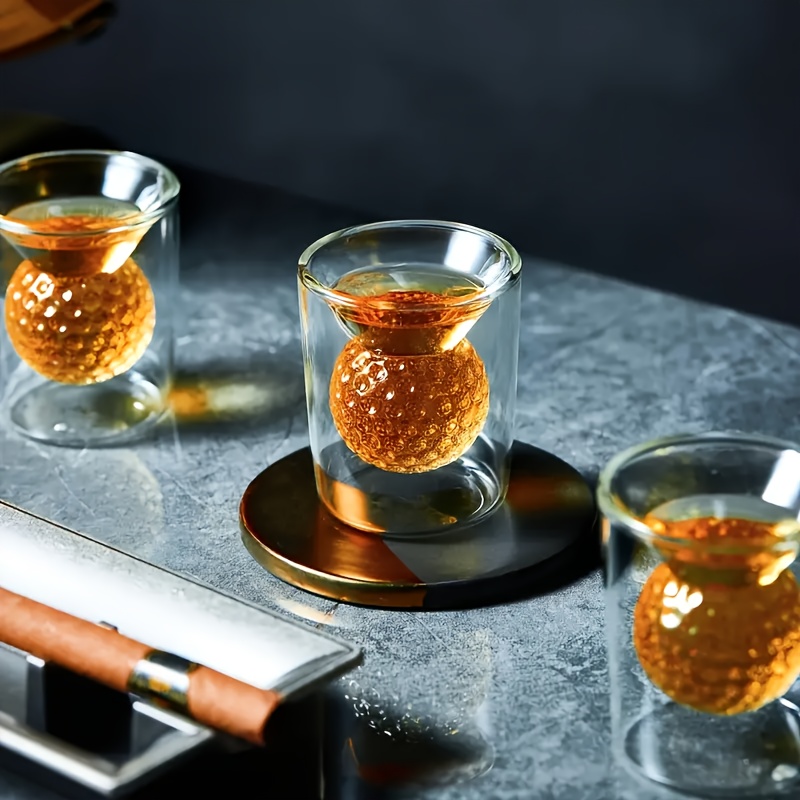 golf ball shaped double walled insulated borosilicate glass cup martini glass liquor glass fun double   glass tequila glass whiskey and glass wine glass irregular   cup for   juice   wine    